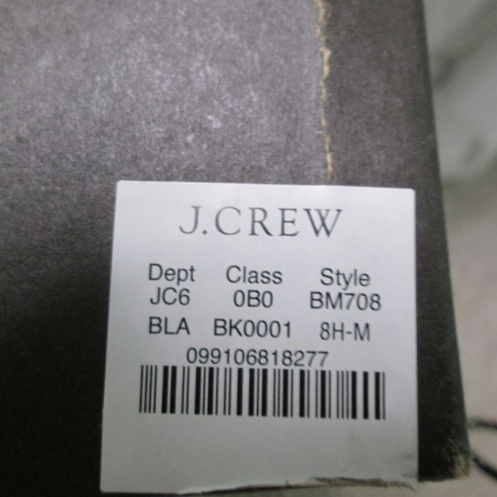 Crew Black Italian Leather Rib-Cuff Ankle Boots-Black/Gray-Various-NIB - Picture 12 of 13